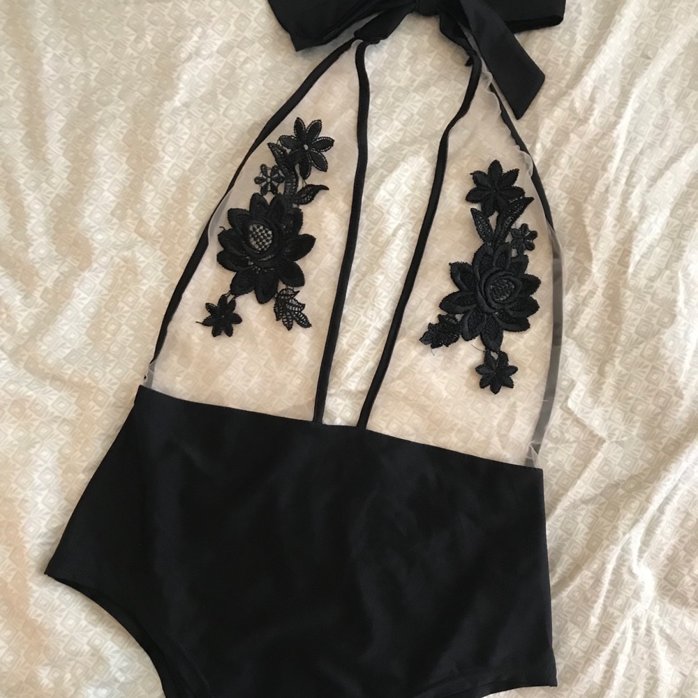 Sheer halter one piece